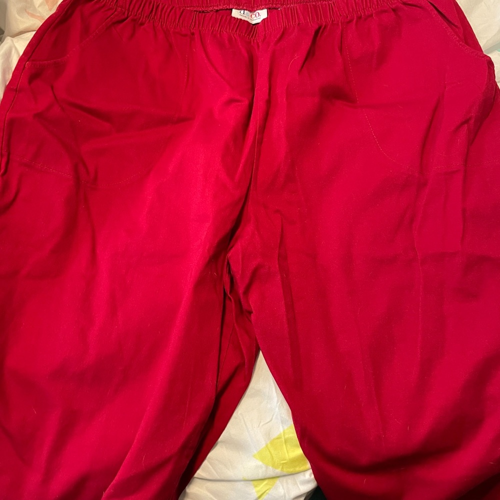 Red capris. Hardly worn. Needs ironing.